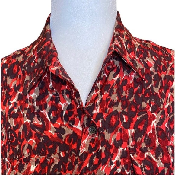 NWT Equipment Femme Red Leopard Viscose Button Down Blouse Top Shirt Size Small - Picture 6 of 11